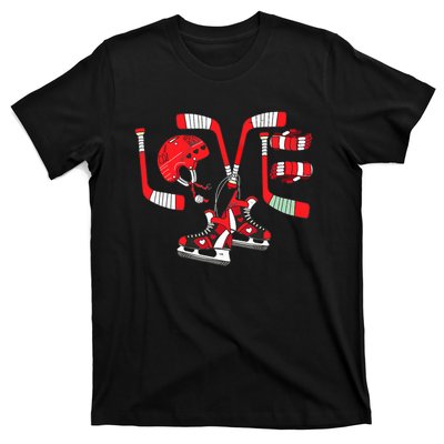 Ice Hockey Heart Valentines Day Love Gifts Goalie T-Shirt