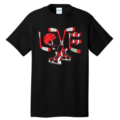 Ice Hockey Heart Valentines Day Love Gifts Goalie Tall T-Shirt