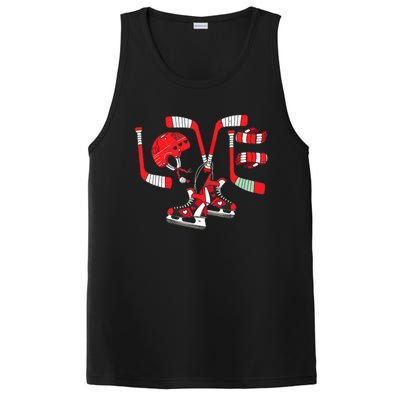 Ice Hockey Heart Valentines Day Love Gifts Goalie PosiCharge Competitor Tank