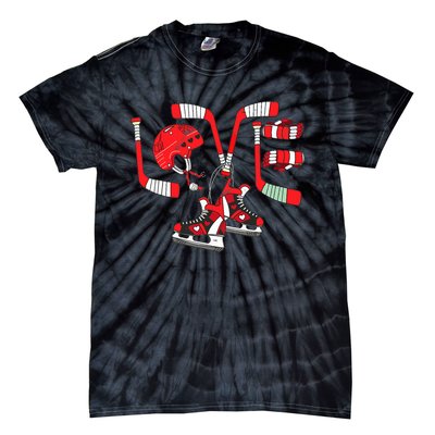 Ice Hockey Heart Valentines Day Love Gifts Goalie Tie-Dye T-Shirt