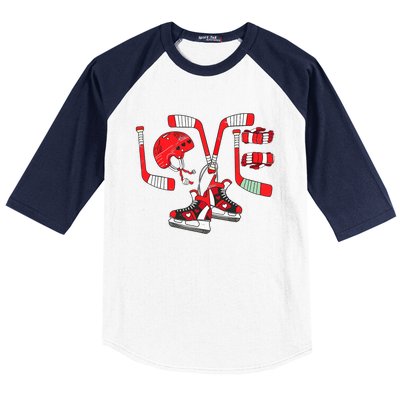 Ice Hockey Heart Valentines Day Love Gifts Goalie Baseball Sleeve Shirt