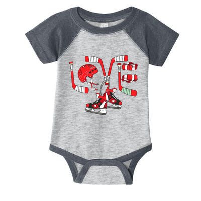 Ice Hockey Heart Valentines Day Love Gifts Goalie Infant Baby Jersey Bodysuit