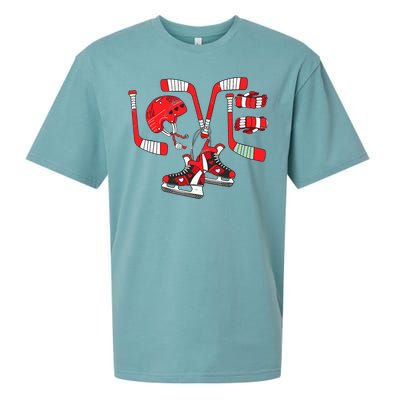 Ice Hockey Heart Valentines Day Love Gifts Goalie Sueded Cloud Jersey T-Shirt