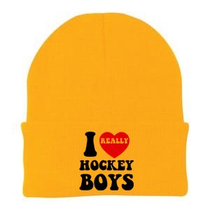 I Heart Hockey I Love Hockey Family Matching Retro Gift Knit Cap Winter Beanie