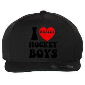 I Heart Hockey I Love Hockey Family Matching Retro Gift Wool Snapback Cap