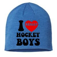 I Heart Hockey I Love Hockey Family Matching Retro Gift Sustainable Beanie