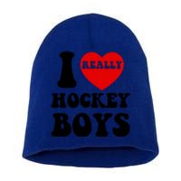 I Heart Hockey I Love Hockey Family Matching Retro Gift Short Acrylic Beanie