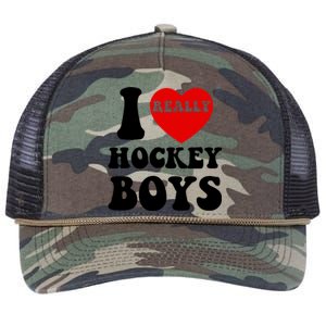 I Heart Hockey I Love Hockey Family Matching Retro Gift Retro Rope Trucker Hat Cap