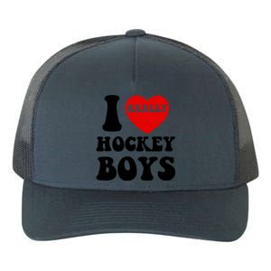 I Heart Hockey I Love Hockey Family Matching Retro Gift Yupoong Adult 5-Panel Trucker Hat