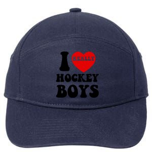 I Heart Hockey I Love Hockey Family Matching Retro Gift 7-Panel Snapback Hat