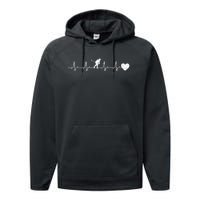 Ice Hockey Heartbeat Heart Ice Hockey Player Performance Fleece Hoodie