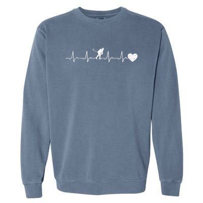 Ice Hockey Heartbeat Heart Ice Hockey Player Garment-Dyed Sweatshirt