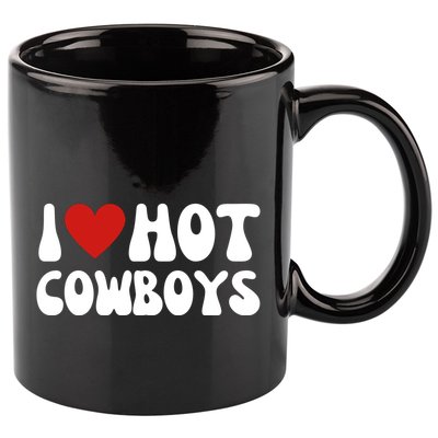 I Heart Hot Cowboys Love Funny 11oz C Handle Ceramic Mug