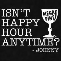 Isn't Happy Hour Anytime Mega Pint Johnny Depp Ladies PosiCharge Tri-Blend Wicking Tank