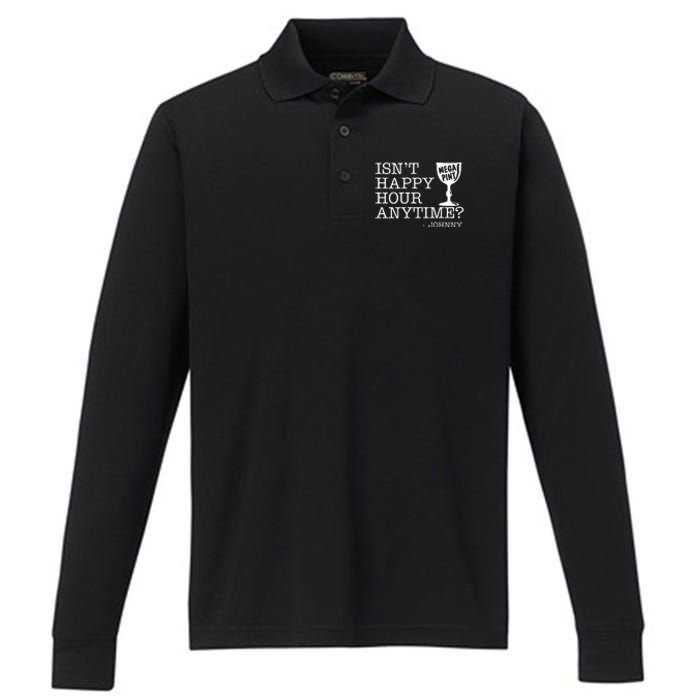 Isn't Happy Hour Anytime Mega Pint Johnny Depp Performance Long Sleeve Polo