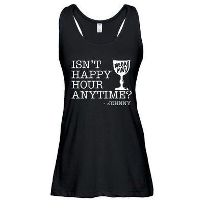 Isn't Happy Hour Anytime Mega Pint Johnny Depp Ladies Essential Flowy Tank