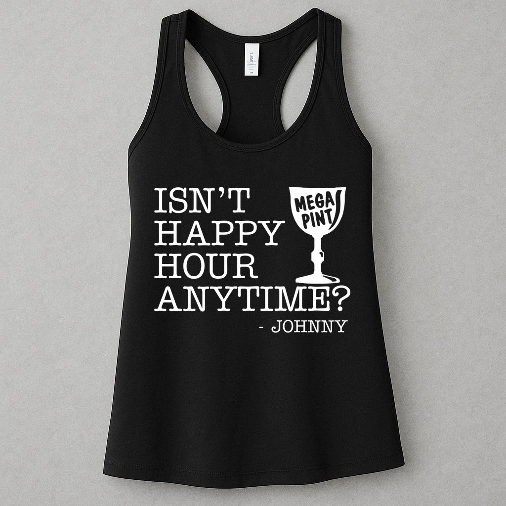 Isn't Happy Hour Anytime Mega Pint Johnny Depp Womens Tank Top