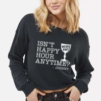 Isn't Happy Hour Anytime Mega Pint Johnny Depp Cropped Pullover Crew