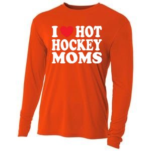 I Heart Hot Hockey Moms Funny I Love Moms Funny Gift Cooling Performance Long Sleeve Crew