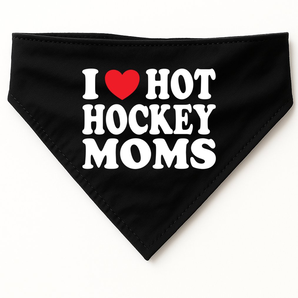 I Heart Hot Hockey Moms Funny I Love Moms Funny Gift USA-Made Doggie Bandana