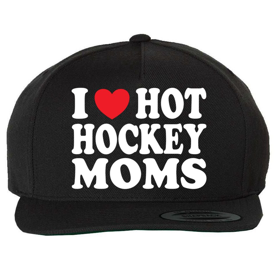 I Heart Hot Hockey Moms Funny I Love Moms Funny Gift Wool Snapback Cap
