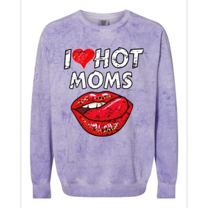 I Heart Hot Moms Funny Red Heart Love Moms Great Gift Colorblast Crewneck Sweatshirt