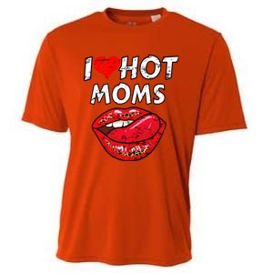 I Heart Hot Moms Funny Red Heart Love Moms Great Gift Cooling Performance Crew T-Shirt