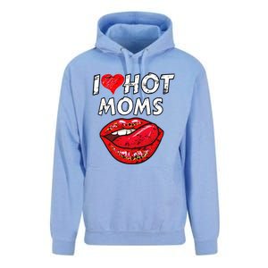 I Heart Hot Moms Funny Red Heart Love Moms Great Gift Unisex Surf Hoodie