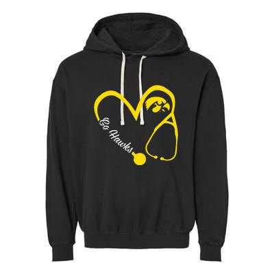 I.O.W.A Hawkeyes Heart 3 4 Nurse Garment-Dyed Fleece Hoodie