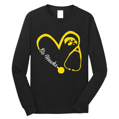 I.O.W.A Hawkeyes Heart 3 4 Nurse Long Sleeve Shirt