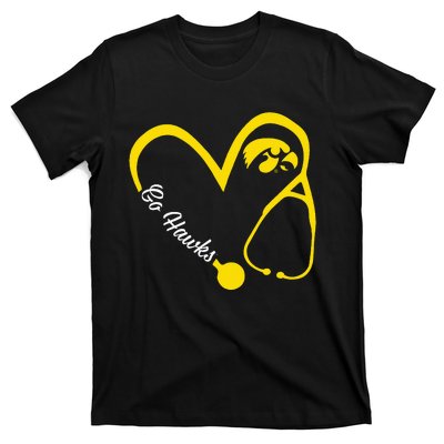 I.O.W.A Hawkeyes Heart 3 4 Nurse T-Shirt