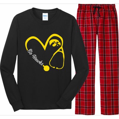 I.O.W.A Hawkeyes Heart 3 4 Nurse Long Sleeve Pajama Set