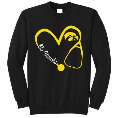 I.O.W.A Hawkeyes Heart 3 4 Nurse Tall Sweatshirt