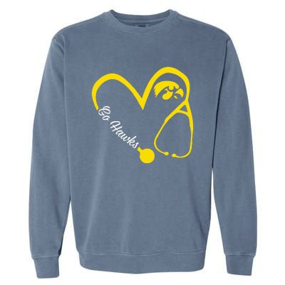 I.O.W.A Hawkeyes Heart 3 4 Nurse Garment-Dyed Sweatshirt