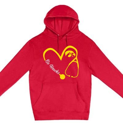 I.O.W.A Hawkeyes Heart 3 4 Nurse Premium Pullover Hoodie