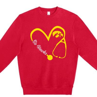 I.O.W.A Hawkeyes Heart 3 4 Nurse Premium Crewneck Sweatshirt