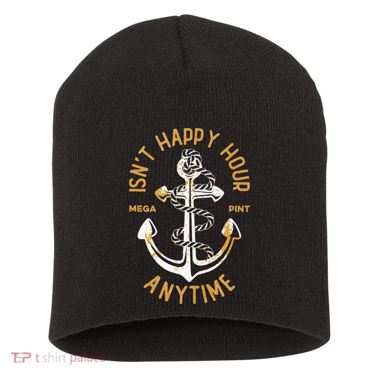 Isnt Happy Hour Anytime Mega Pint Funny Vintage Anchor Short Acrylic Beanie