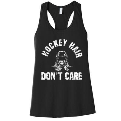 Ice Hockey Hair DonT Care Ice Hockey Player Girl Women's Racerback Tank