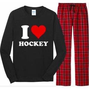 I Heart Hockey I Love Hockey Gift Long Sleeve Pajama Set