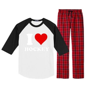 I Heart Hockey I Love Hockey Gift Raglan Sleeve Pajama Set