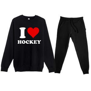 I Heart Hockey I Love Hockey Gift Premium Crewneck Sweatsuit Set