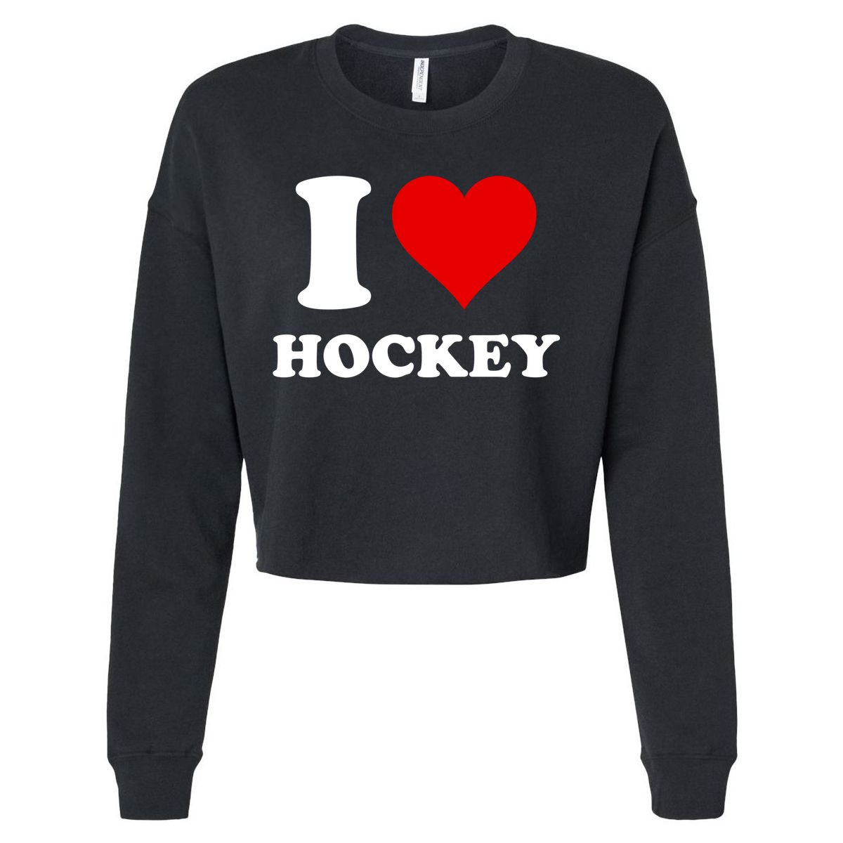 I Heart Hockey I Love Hockey Gift Cropped Pullover Crew
