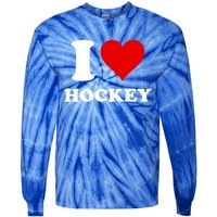 I Heart Hockey I Love Hockey Gift Tie-Dye Long Sleeve Shirt