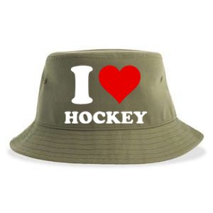 I Heart Hockey I Love Hockey Gift Sustainable Bucket Hat