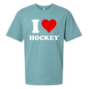 I Heart Hockey I Love Hockey Gift Sueded Cloud Jersey T-Shirt