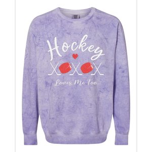 Ice Hockey Heart Valentines Day Love Colorblast Crewneck Sweatshirt