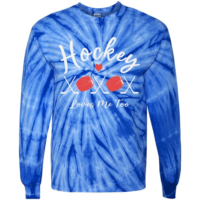 Ice Hockey Heart Valentines Day Love Tie-Dye Long Sleeve Shirt