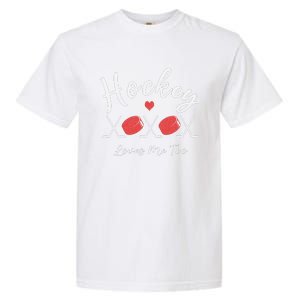 Ice Hockey Heart Valentines Day Love Garment-Dyed Heavyweight T-Shirt