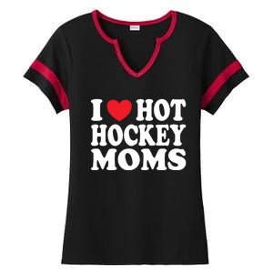 I Heart Hot Hockey Moms Funny I Love Moms Gift Ladies Halftime Notch Neck Tee