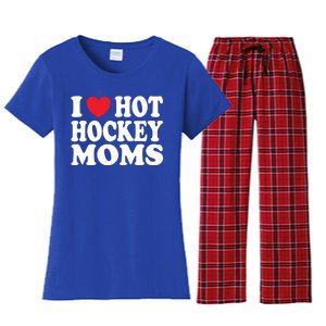 I Heart Hot Hockey Moms Funny I Love Moms Gift Women's Flannel Pajama Set